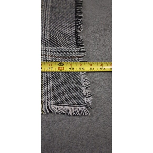 Gray Plaid Acrylic Scarf Yellow Stripe Soft Blanket Wrap Shawl Fringe 52 x 54 - Picture 14 of 15